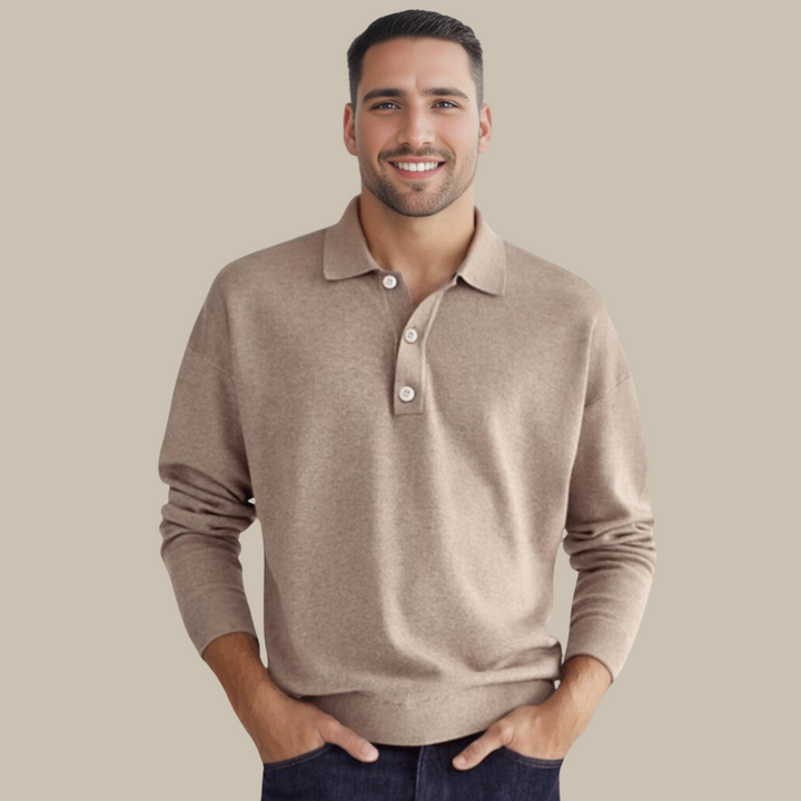 Men's Long-Sleeve Polo Sweater - GentCraft