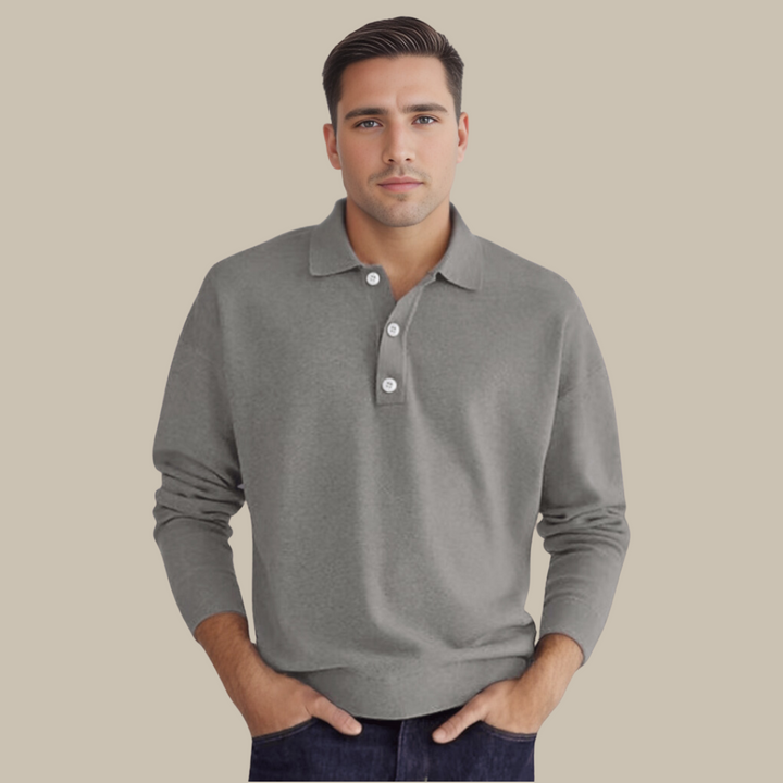 Men's Long-Sleeve Polo Sweater - GentCraft