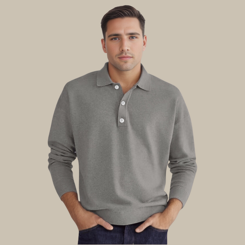 Men's Long-Sleeve Polo Sweater - GentCraft
